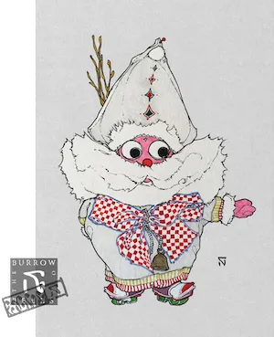 An illustration of a Father Christmas ornament