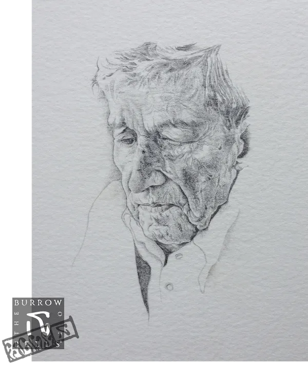 A graphite study of an elderly man's face